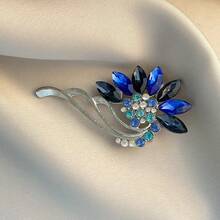 1pc Elegant Zinc Alloy Flower Brooch For Women, Suitable For Spring, Summer, Autumn, Winter Daily Wear - Blue - View 4