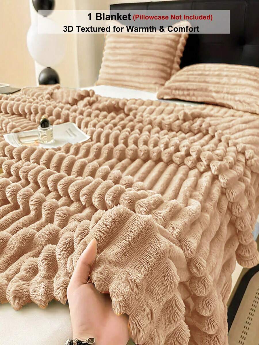 3D gestreifte Jacquard Fleece Decke, verdickte flauschige weiche Anti-Pilling Überwurfdecke für Sofa und Bett, Heimdekoration Geschenk Decke