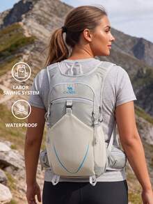 CAMEL CROWN 休閒運動背包，適合戶外騎行、徒步、登山、輕量旅行 - 灰色 - 查看 8