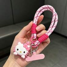 Hasbro 1PC Black And Pink Hello Kitty Phone Short Lanyard, Sanrio Hello Kitty Charm, Hand-Woven Adjustable Wrist Lanyard With Phone Spacer Keychain, Keychain Bag Hanger Anti-Lost Accessory For Car Enthusiasts - Multi-color - View 9