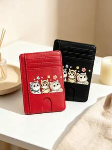 Ultra-Thin Multi-Slot Card Holder, Cute Cat Pattern, Mini Credit Card Wallet, Portable ID Card Holder, Women's Credit Card Holder With ID Window - Multicolor - View 7