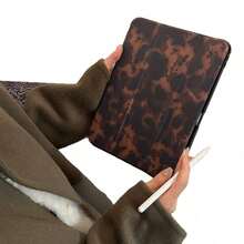 Dark Amber Tortoise Shell Tablet Protective Case, Elegant And Sophisticated Design, Tablet Protective Cover With Multiple Folding Angles As Stand, Equipped With Bluetooth Stylus Slot, Flip Cover Design For Auto Sleep/Wake, Full Coverage Protection For Tablet, Back Panel Design For Heat Dissipation And Shock Absorption, Suitable For Daily Use And Sharing, Anti-Drop With Multiple Folding Modes For Different Viewing Angles, Artistic Design, Compatible With IPad/Air/Pro And Other Models - Brown - View 4