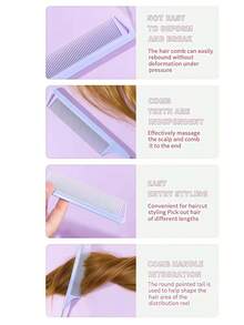 1/7-Piece Professional Pintail Comb Set, Including Pintail Comb, Parting Comb, Stainless Steel Pintail Comb, Anti-Static Hair Comb, Braiding Comb, Fine-Tooth Pintail Comb, Highlighting Comb, Etc., Multi-Functional, Suitable For Normal Hair, Candy Col - Multicolor - View 6