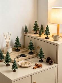 1/5/12Pcs 2.8Inch Artificial Mini Christmas Tree, Mini Model Pine Tree, Plastic Artificial Cedar Tree, Diorama Landscape Tree, Miniature Evergreen Tree, Scenery Layout Model Tree, For Christmas, Home, Sand Table, Fairy Garden, Diorama DIY Craft Decor - Multicolor - View 6