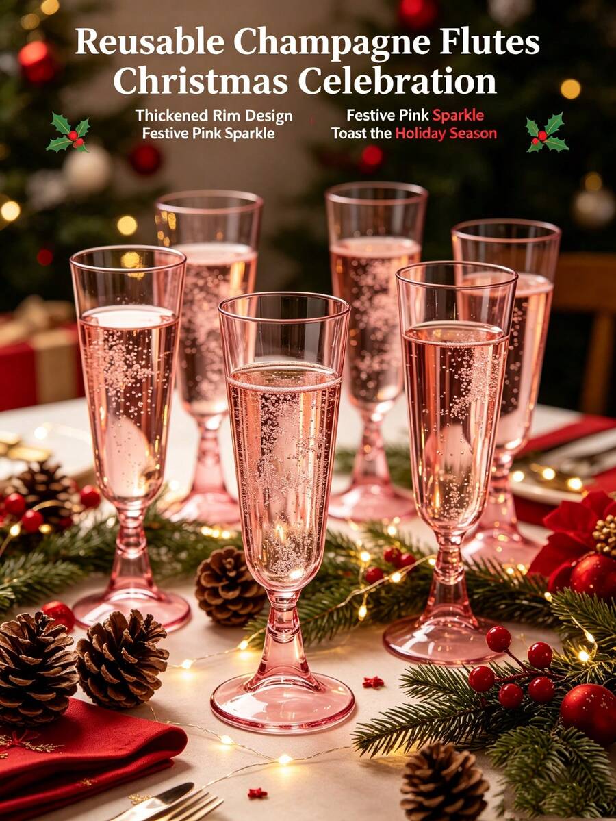 5oz Reusable Transparent Plastic Champagne Flute, Long Stem Wedding Party Cocktail Wine Glass - Random Styles - View 1