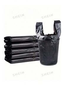 Garbage Bags With Handles, Plastic T-Shirt Bags, Shopping Bags, Black Large Kitchen Trash Bags, Suitable For Home Use - Multicolor - View 5