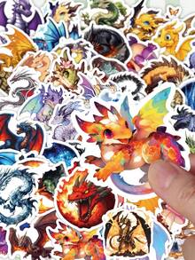 50Pcs Cute & Fierce Dragon Vinyl Stickers,Waterproof Vinyl Decals,Versatile Decor For Water Bottle,Laptop,Phone Case,Skateboard,Luggage,Journal Scrapbook DIY Project - Multicolor - View 2
