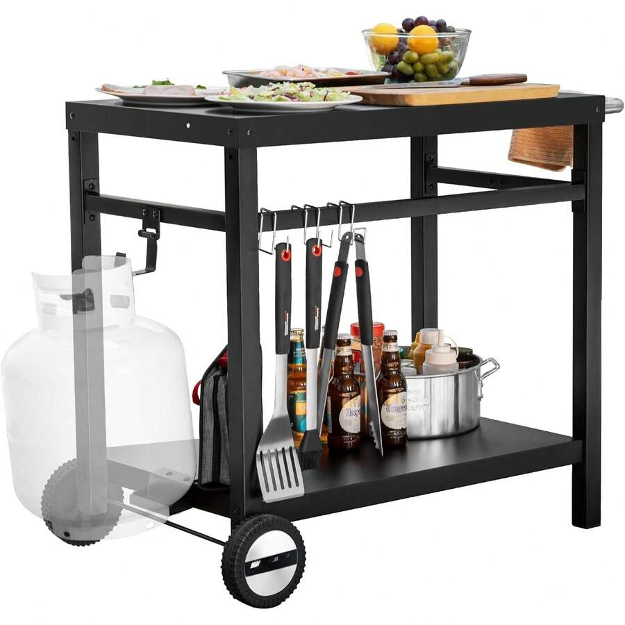 Multipurpose Carts & Push Cabinets - Black Flat Top and Black Frame - View 1