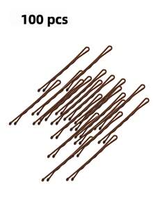 20/50/100pcs 2-Inch Black Minimalist Hair Clips Set, Durable Iron Alloy Material, Strong Grip, With Transparent Storage Box, Suitable For Commuting, School And Daily Casual Styling - Coffee Brown - View 11
