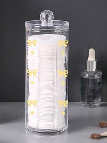 The Bow-Adorned Cotton Pad Storage Box Is Perfect For Organizing Beauty Supplies Or Displaying Items On Your Desk. With Its Transparent Design, It Makes An Excellent Gift For Women For Christmas, Halloween, Or Thanksgiving. - Multicolor - View 13