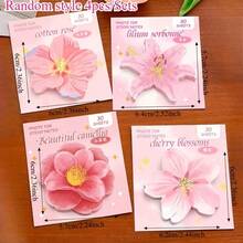 4pcs Flower, Fruit, Vegetable Pattern Random Combination Creative Sticky Notes, Reusable Memo Pads, Stationery Gift For Students - A - View 10