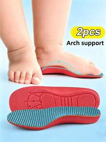 1 Pair Small Arch Support Insoles, EVA Material, Blue Spotted, Suitable For Sports Shoes, Casual Shoes, Unisex - Red - View 1