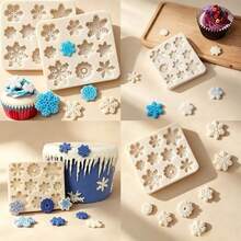 3D Christmas Snowflake Silicone Mold, Fondant Mould For Cake Decoration, Cupcake Topper & Sugarcraft – Easy Release - Beige - View 5