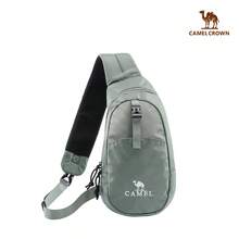 CAMEL CROWN Casual Chest Bag, Travel Portable Shoulder Bag, Crossbody Bag, Fitness Pouch, Cycling Bag, Backpack - Light Gray-green - View 8