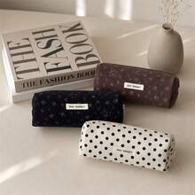 Vintage Small Floral Polka Dot Pencil Case, Large Capacity Storage Bag, Wash Bag, Convenient Carrying Makeup Bag, Suitable For Commuting, Travel, Vacation, Cosmetics, Makeup Brush, Lipstick Storage, Makeup Bag - Multicolor - View 2