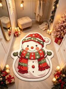 1pc Snowman Shaped Asymmetrical Rug, Decorative Rug, Bedroom Decor, Small Rug, Rug, Home Decor, Living Room Rug, Living Room Small Rug, Bedroom Rug, Living Room Home Decor - Multicolor - View 2