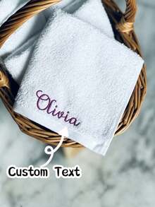 Personalized Embroidered Hand Towel, Customizable Text Hand Towel, Perfect As Valentine's Day Gift, Bridesmaid Favor, Wedding Party Favor Or Pajama Party Bathroom Spa Gift - Multicolor - View 2
