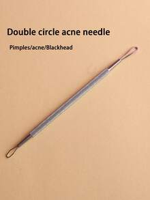 1pc Stainless Steel Double Ended Blackhead Remover Tool Facial Pore Cleaner Comedone Extractor Acne Removal Needle Pimple Extractor With Textured Handle Deep Cleansing Beauty Tool For Face Skin Care Routine - Silver - View 2
