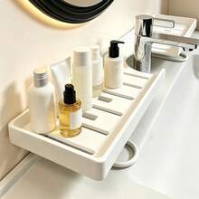 1pc Bathroom Sink Storage Rack, Modern Luxury Minimalist Washbasin Organizer, Suitable For Toiletries And Skincare Products, U-Shaped Wide Design Fits All Faucets, Thickened Material, Strong Load-Bearing Capacity, Sturdy And Durable, Hollow Design Prevents Water Accumulation, Suitable For Kitchen Sink And Bathroom Sink - Black - View 6