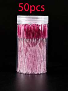 50/100/200/400/500 Pieces Of Crystal Rod Eye Black Brush, Crystal Eyebrow Brush For Eyelash Extension, Rose Red Mascara Brush With Container - Hot Pink - View 13