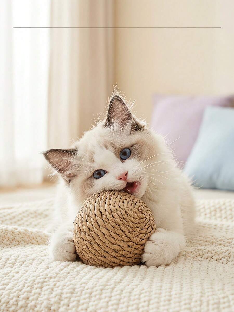 PETSIN 2PCS/1PC Cat Sisal Ball, Colored Natural Scratching Balls For Indoor Cats To Scratch, Bat, Bite, Chase & Exercise Fun