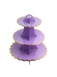 1pc Foldable Cake Stand, Thickened Floral Design, Fresh Macaron Color, Dessert Display Rack, Suitable For Birthday Party, Baby Shower, Wedding Dessert Table, Afternoon Tea, Holiday Gathering, Proposal Decoration, 1st Birthday Party, Picnic - Multicolor - View 13