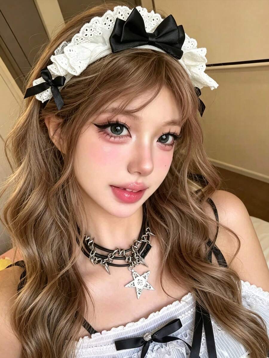 1pc Fashion Y2K Bow Headband, 3D Lolita Style Party Hair Accessory, Women's Hair Accessory Suitable For Daily Wear, New Year Gift For Friends - Black - View 1