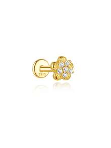 EleRunis 1pc 925 Sterling Silver Flower Horse Eye Shape Flat Back Labret/Cartilage/Helix/Conch/Spiral Stud Piercing Jewelry For Daily Wear/Party - Gold - View 21