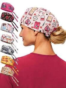 1pc Polyester Heart Print Adjustable Headband Cap, Unisex - Multicolor - View 8