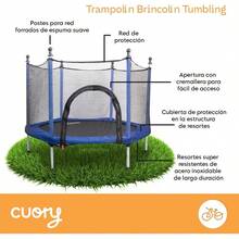 Trampolin Para NiñOs Infantil Con Red De  |   BrincolíN Para NiñOs Para Fiestas Interiores Y Exteriores |   Postes Protegidos Acolchados Cubiertos |   2 Colores - Azul - Ver 4