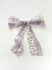 1pc Women's Purple Star Print Lace Neck Scarf, Y2K Sheer Ribbon Tie Choker, Cute Balletcore Accessory For Party - Mauve Purple - View 5