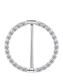 1/2 buah Cincin Puting Stainless Steel dengan Batu Zirkonia Kubik, Perhiasan Tindik Tubuh Bulat untuk Wanita - Baja - View 11