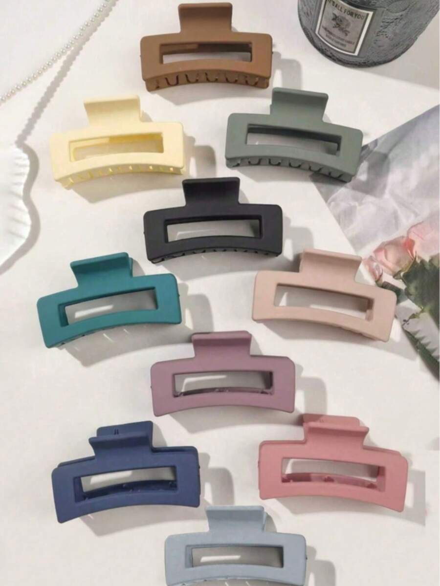 3pcs Set Autumn/Winter Morandi Color Bohemian Mori Style Medium Square Hair Claw Side Ponytail Elegant Ball Updo Hair Accessory For Beach Vacation - Multicolor - View 1