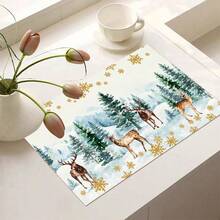 1pc Christmas Reindeer Pattern Diatomaceous Earth Absorbent Mat, Kitchen Countertop Water-Absorbing Drying Pad, Coffee Machine Mat, Pour-Over Coffee Pot Mat, Dish Drainer Mat, Non-Slip Heat-Resistant Kitchen Mat, Table Mat, Breakfast Mat, Washing Machine Mat, Home Kitchen Dining Table Coffee Shop Bar Decor Mat, Holiday Party Housewarming Gift - Multicolor - View 13