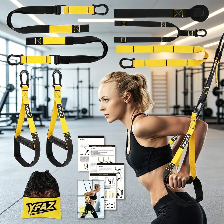 3pcs/Set Family Resistance Training Set, Includes Suspension Training Straps And Handles, Suitable For Full Body Home Workout - Multicolor - View 1