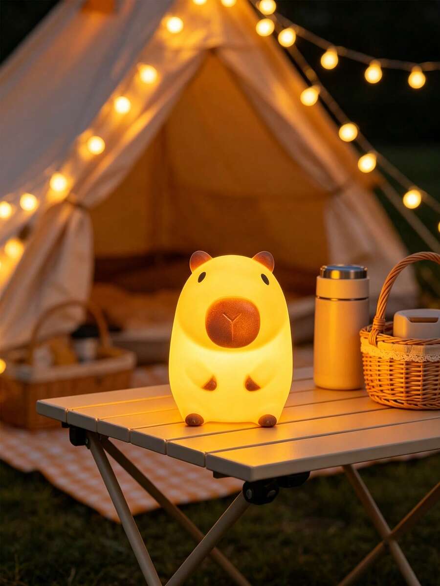 Cute Capybara Night Light, Soft LED Lighting, Creative Animal Shaped Table Lamp, Bedroom Atmosphere Night Light, Suitable For Bedroom, Housewarming Decor, Birthday Gift, For Girlfriend, Wife, Female Friends - Multicolor - View 1