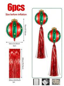 6pcs Christmas Hanging Decoration Balloon Set, Perfect For Christmas Parties, Porch Decorations, And Indoor Or Outdoor Decor - View 7