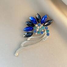 1pc Elegant Zinc Alloy Flower Brooch For Women, Suitable For Spring, Summer, Autumn, Winter Daily Wear - Blue - View 1