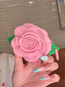 Niche Cute Pink Rose Soft Silicone Protective Case For AirPods 5th Gen, 4th Gen, Pro 3rd Gen, Bluetooth 1/2/3, Pro 2nd Gen, Pro 3rd Gen, Anti-Drop Cover For Women - Multicolor - View 4
