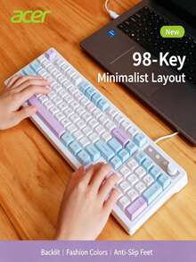 Acer OAK032 Teclado con cable 104 teclas completas con teclado numérico Teclado ergonómico para oficina escritura juegos computadora de escritorio portátil - Ver 4