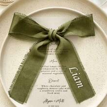 Personalized Silk Wedding Ribbon Chiffon Ribbon Name Tag Place Card Bride Shower Bow Bridesmaid Gift Patchwork Filling DIY Handmade Fabric Sewing Accessories Quilt Material Ribbon Ceremony Decoration - Multicolor - View 25