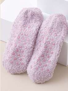 1/5/10 Pairs Random Women's Short Socks, Coral Fleece Plush Floor Socks, Autumn/Winter Indoor Home Non-Slip Short Tube Sleep Socks, Suitable For Multiple Occasions - Multicolor - View 6