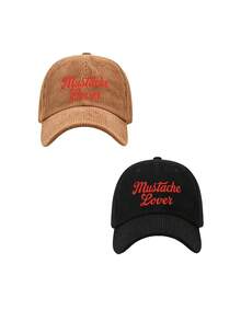 1/2pcs Unisex Letter Print Minimalist Corduroy Baseball Cap,Personalized Adjustable Trucker Hat,Suitable For Spring,Autumn,And Winter Daily Wear,Gift - Multicolor - View 23