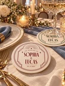 Custom Wedding Coasters Set Bulk,Personalised Wedding Coasters,Custom COCKTAIL Wedding Paper Coasters,New Home Gifts ,Party Table Decoration - Multicolor - View 9