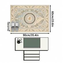 1PC Palm Leaf Floral Pattern Faux Cashmere Machine Washable Area Rug, European Classical French Palace Luxury Vintage Rectangular Soft Carpet, Living Room Bedroom Home Decor, All Season, Aesthetic Home Decoration - Multicolor - View 18