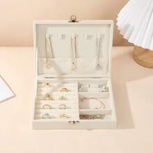 1pc Velvet Jewelry Storage Box, Large Capacity, High-End, Small Exquisite Jewelry Earring Box, Earring Stud Storage With Lid - Multicolor - View 5