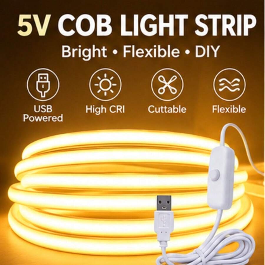 Warm Light Flexible Neon LED Strip, With Shaping Function, USB Interface Button Switch Brightness, Suitable For Indoor Decoration Patterns, Kitchen Lighting Mirror Fill Light, A Gift For Girlfriend To Make Her More Beautiful