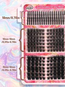 488Pcs D-Curl Cluster Lashes Set, Fluffy Voluminous Mixed Length Individual Eyelashes, 3D Natural Look, Lightweight Reusable DIY Segmented Lashes For Beginners, Portable Lash Book - D - View 7