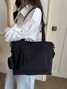 New Fashion Minimalist Casual Tote Bag For Women, Large Capacity - Black - View 2