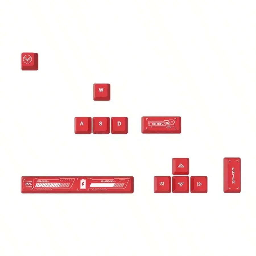 12-Key Dye-Sublimation Novelty Keycaps, OEM Height, Bio-Yellow And Bio-Red Color Scheme - View 1